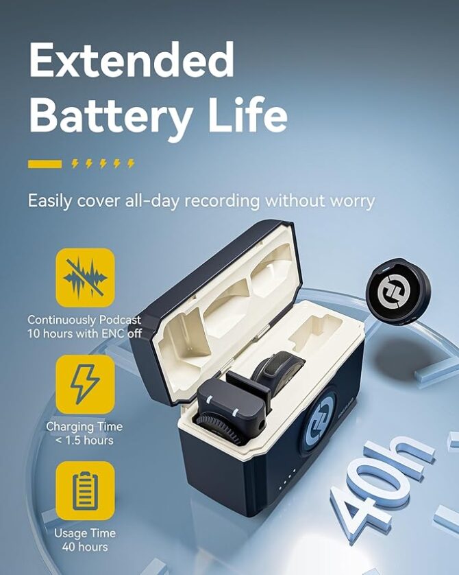 Hollyland Lark M2 Wireless Lavalier Microphone for iPhone/Android/Camera/PC/Laptop with Lightning/USB-C/Plug, 48KHz 24Bit, 1000ft Range, Noise Cancellation, 30H Battery for Video Recording, Streaming