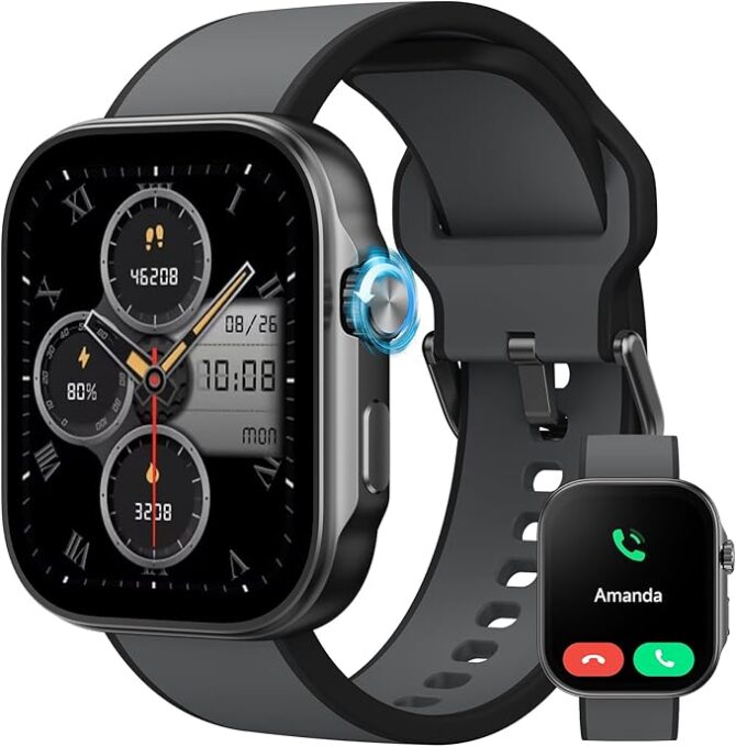 Smart Watches for Men Women, Fitness Tracker Watch with AI Voice, Bluetooth Call, Heart Rate/SpO2/Sleep Monitor, 12 Days Battery, 100+ Sport Modes, 1.99” Smartwatch for iPhone Android 3ATM Waterproof