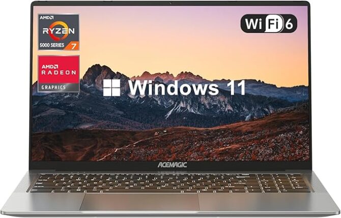 ACEMAGIC Laptop Computer AMD Ryzen 7 5700U Gaming Laptop 16GB DDR4 512GB M.2 2280 NVMe SSD Windows Laptop Office Laptops Home Laptops Windows11 16.1-inch IPS FHD WIFI6 BT5.2 HDMI Type-C USB3.2